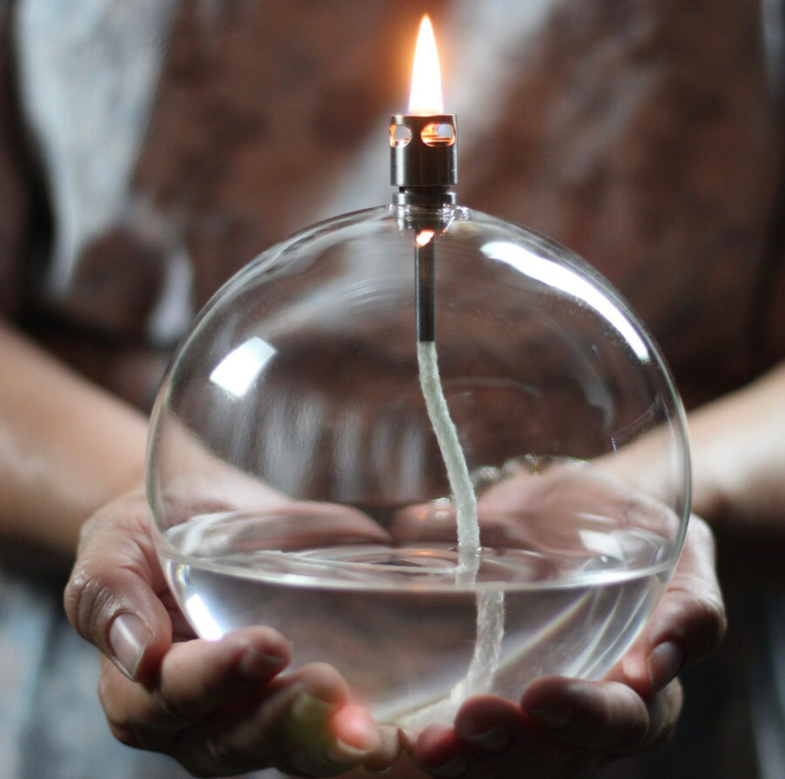 Lampe à huile en verre - Sphère Lisse